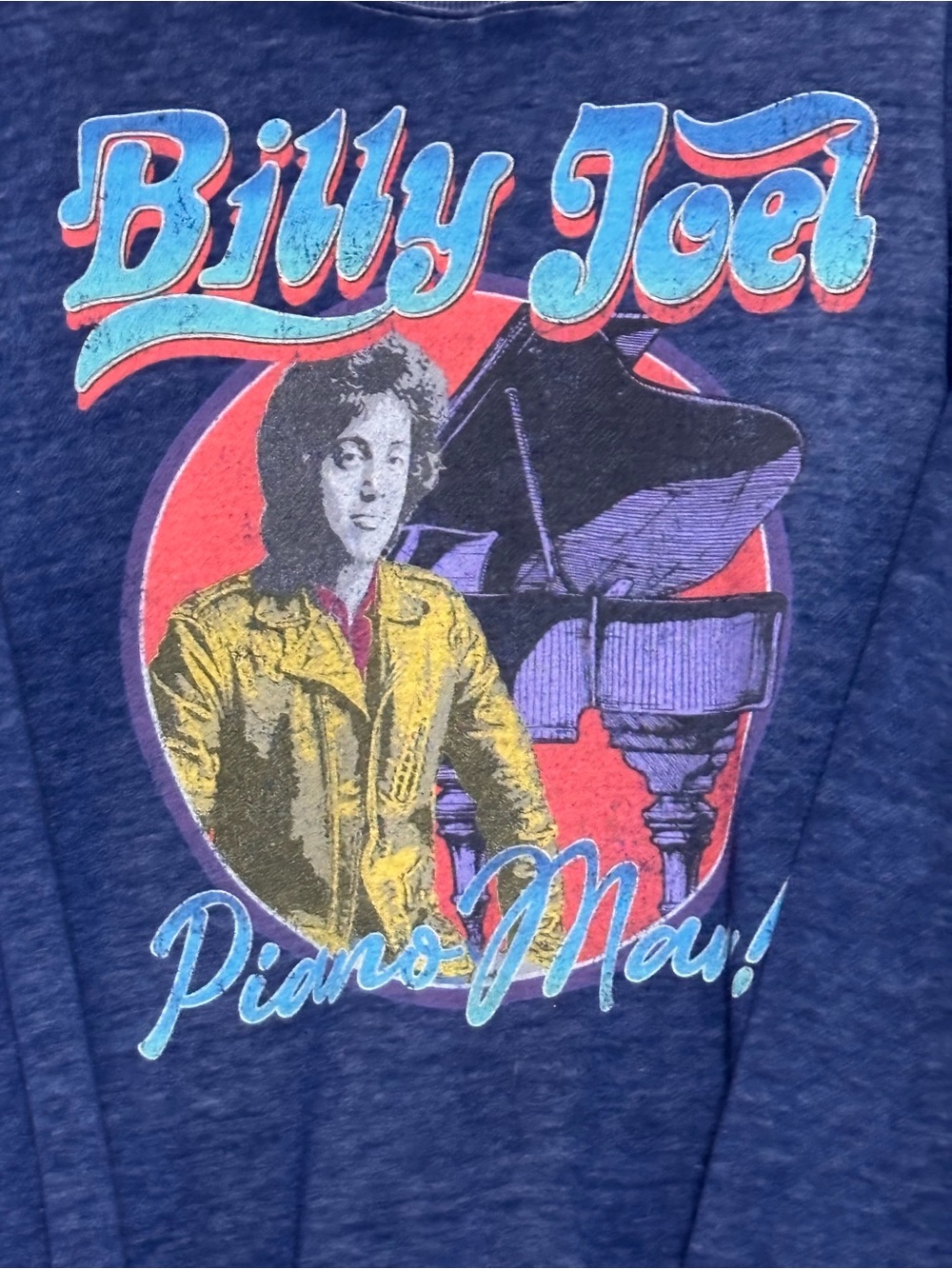 Billy Joel Graphic Crewneck Sweatshirt - Heather Navy Band Pullover - Picture 2 of 6